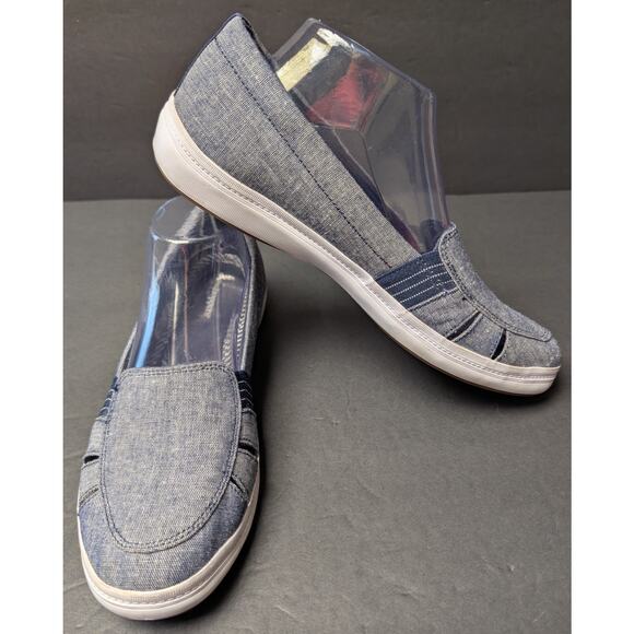 Grasshoppers Janis Fisherman Canvas Sneakers WOMENS 9 Blue White Slip On Cruise - Picture 4 of 11